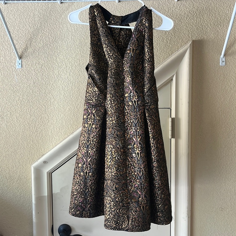 Topshop Gold Floral Mini Dress